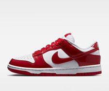Nike Dunk Low SE Women’s Red/White Colorblock Leather Low Top Sneakers picture