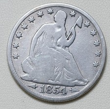 1854-O With Arrows Seated Liberty Half Dollar /H22 picture