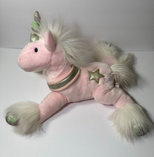 Vintage Animal Alley Pink Unicorn Plush Gold Star Toys R Us Stuffed Animal 2007 picture