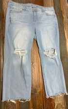 Torrid Perfect Wide Leg Jeans Women’s 18S Light Wash Distressed Raw Hem Stretch picture