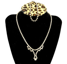 VTG 1940s-1950s Rhinestone Silver Tone Lavalier Necklace 16