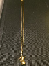 Vintage Italian 18K Gold Teapot Pendant On 17