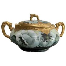 Antique AK Klingenberg Limoges France Hand Painted Covered Serving Dish picture