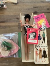 Vintage 1961 Brunette Bubblecut Barbie Doll Zebra Suit Switzerland 0822 Lot Stam picture