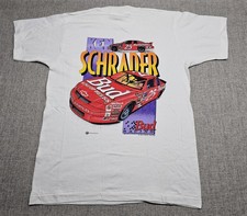 Vintage Ken Schrader Bud Racing Shirt Mens Medium White NASCAR Made USA 90s picture