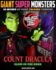 Giant Talking GLOWING Dracula Horror Coffin Creeps Doll picture