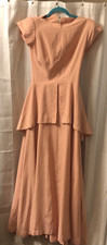 1940’s Vintage Elegant Pink Floor-Length Evening Dress with Shoulder Pads picture