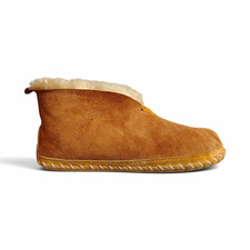 L.L. Bean Wicked Good Slippers Men's Size 10 Camel Brown Suede Shearling Bootie picture