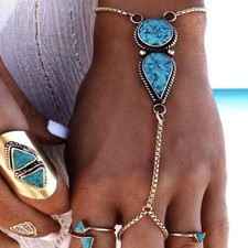 Sexy Sparkles Retro Bracelet Finger Ring Bangle Slave Chain picture