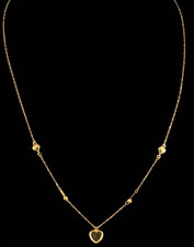 10k real Gold Italian 🇮🇹 Dainty Station Necklace with Heart Charms for women picture