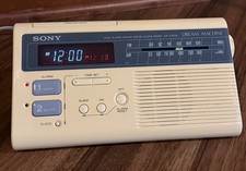 VTG 80s Sony Dream Machine FM/AM Alarm Clock Radio ICF-C221W Vaporwave WORKS GR8 picture