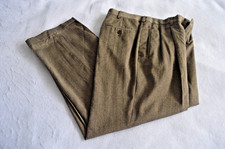Vintage AKA Eddie Bauer Dress Pants Mens 32/30 Brown Pleated 100% Wool USA picture