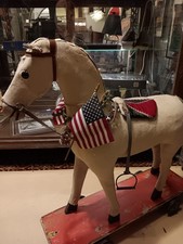 Rare, Large 29” Antique Pull toy or ride on Horse, made in Germany, All Original picture