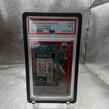 Panini 2020 Contenders Optic Tua Tagovailoa #103 Red Prizm /199 PSA 9 picture