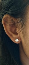 2Ct TW Round Cut Natural Diamond Studs With Screw Backs 14k White Gold picture