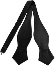 Men'S Exquisite Woven Silk Self Bowtie Solid Diamond Bow Ties Black picture