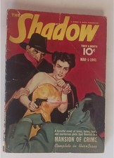 VINTAGE SHADOW PULP MARCH 1 1941 MANSION OF CRIME WALTER GIBSON REPAIRED picture