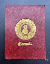c1910 L20 Cornell University College Seal Tobacco Leather Red Gold 2x2.5 picture