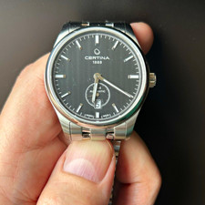 Certina 1888 Automatic 100m 40mm Black Textured Dial Date SS Bracelet. picture