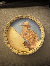Vintage Glen Baxter Ceramic Art Plate Tex Camembert Surreal Cowboy Rowley Galler picture