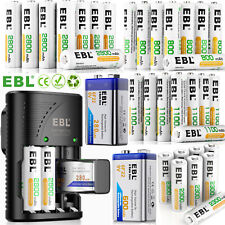EBL Ni-MH AA AAA Rechargeable Batteries 6F22  9V Li-ion Battery + Charger Lot picture