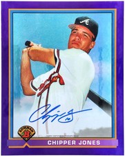 Chipper Jones Braves Signed 1991 Bowman Chrome Rookie Jumbo Card LE/10 - Topps picture