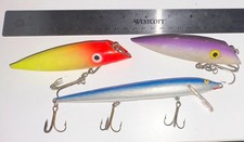 Vintage Fishing Lure Lot - Rapala Finland Balsa Minnow & Musky Pike Wooden Plugs picture