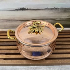 Ruffoni Historia Hammered Copper Belly Stock Pot Olive Knob 3 1/2-Qt. Dent Read picture