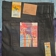 Grand River Men's Traditional Fit Straight Stretch Denim Jeans Black 5-Pocket picture