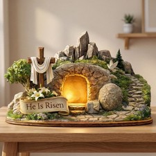 2D Flat Empty Tomb Resurrection Scene – He Is Risen Christian Easter Display picture