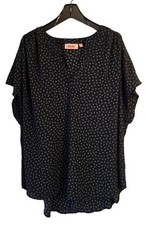 EVRI Plus Size Women's Black Heart-Print Blouse, Size 2X picture