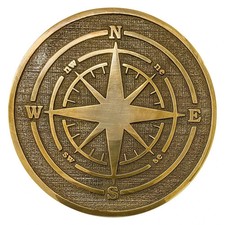 Handcrafted Brass Compass Rose Plaque | Nautical Garden Decor picture