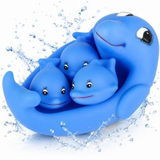 4pc Dolphin Bath Toy Set – Large Mama Dolphin with 3 Baby Dolphins – Pool & Tub picture