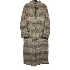 Woolrich Women's Wool Hooded Button Duster Sweater Coat Southwestern Beige USA M picture