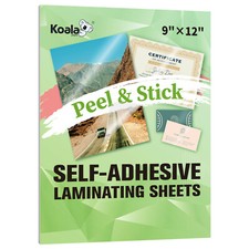 20 Koala Self-Adhesive Laminating Sheets 9 x 12 Clear  Overlay No Machine Needed picture