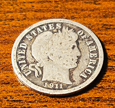 1911 Barber Dime 10C Philadelphia Business Strike 90% Silver KM#113 picture