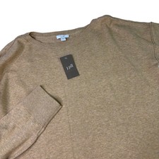 J Jill Crew Neck Pullover Sweater Womens Medium NWT Cotton Blend Knit Tan Brown picture