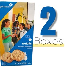 2 Boxes Girl Scouts Trefoils Cookies Shortbread Plain Lot Snacks USA 2027 picture
