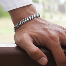 Italian silver bracelet for men , made in Italy of Solid 925 Sterling Silver picture