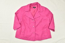Talbots Woman Hot Pink Linen Blazer Jacket Size 18W Button Front picture