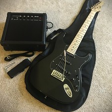 Full-Size Black Electric Guitar Starter Package with 20-Watt Amp and Accessories picture