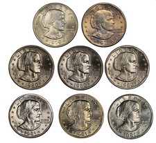 1979 PD 1980 PDS 1981 PDS Susan B Anthony BU Dollar 8 Coin Set - from mint sets picture