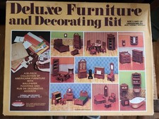 Vintage MCM 70s Skilcraft Deluxe Furniture And Decorating Kit No.694 Dollhouse  picture