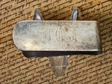 1900s VTG Sterling Silver Money Clip with monogram R.I.J. 17.1 gr Signed picture