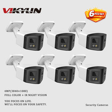 6 PACK VIKYLIN 4MP 180 Panoramic Dual Light Full Color IR LED Bullet IP Camera picture