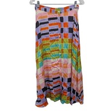 FRNCH Paris NWT Colorful Abstract Midi Skirt Sz S picture