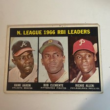 Topps 1967 Topps #242 N. League 1966 RBI Leaders Aaron Clemente Allen picture