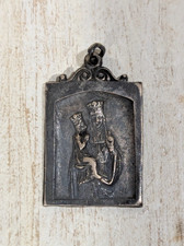 Vintage Saint Anne De Beaupre Silverplate Relic Medallion, Double Sided, 1