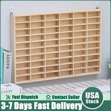 60 Grids Wooden Display Case 1/64 Wheels Diecast Car Matchbox Storage Case picture