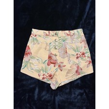 Urban Outfitters Floral Shorts Womens Medium Peach Tropical Button Fly Excellent picture